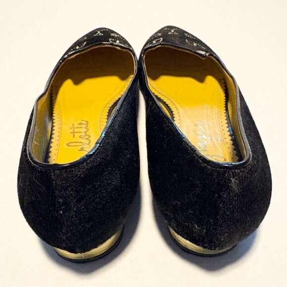Charlotte Olympia Kitty Flats Black Velvet Size 36 EUC - Picture 7 of 11